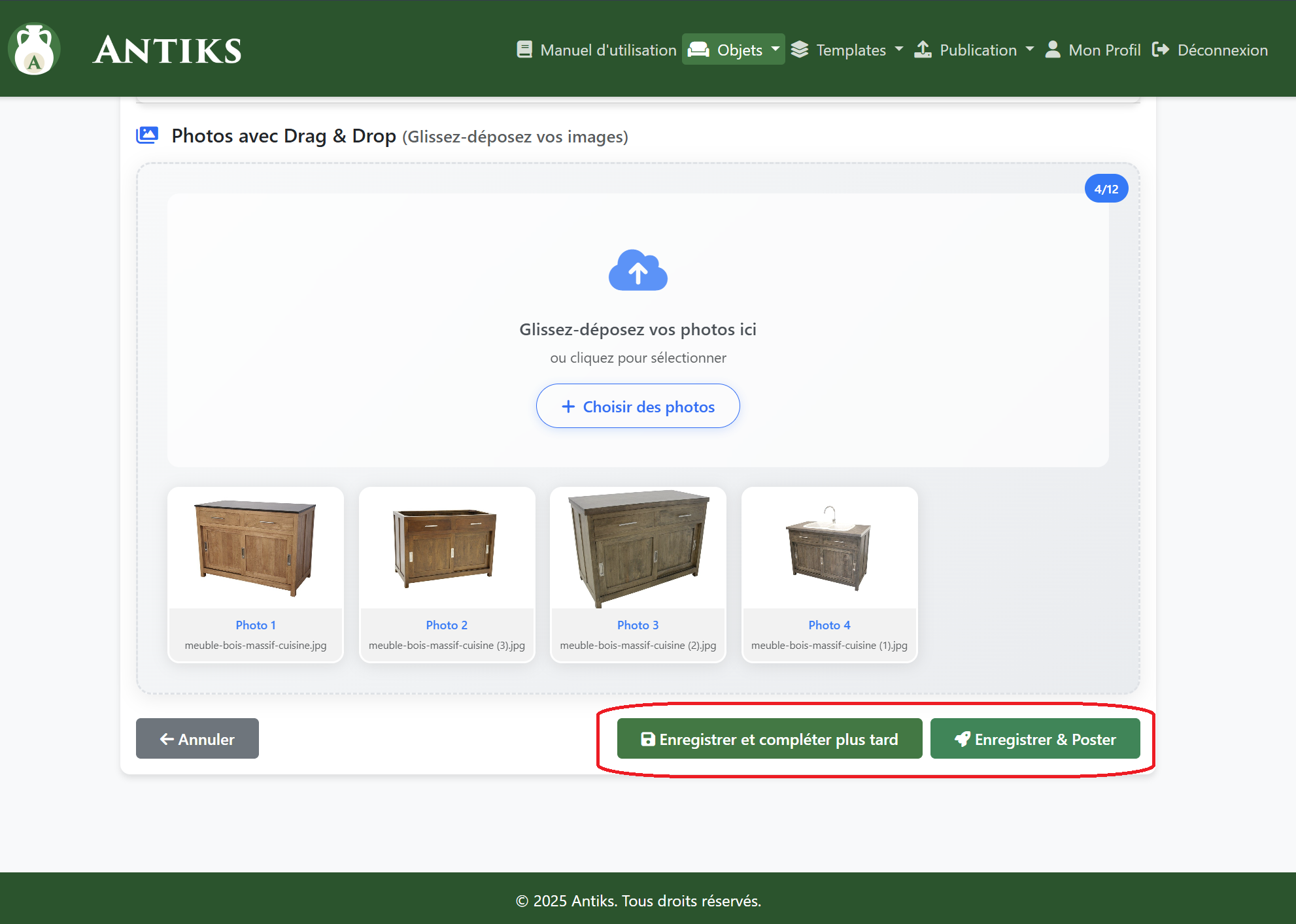Confirmation ajout meuble PC