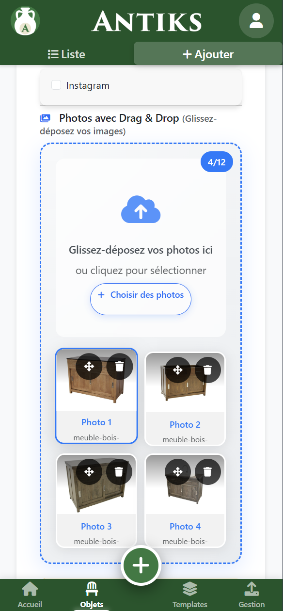 Gestion photos mobile
