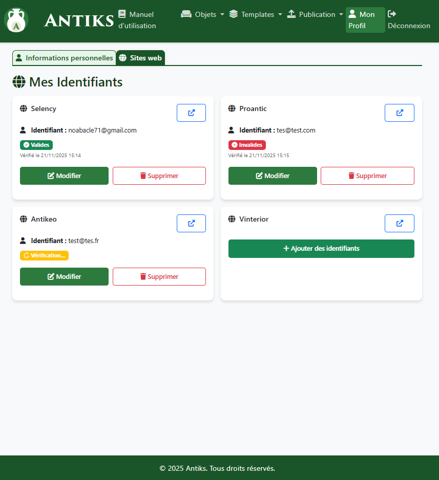 Test identifiants PC