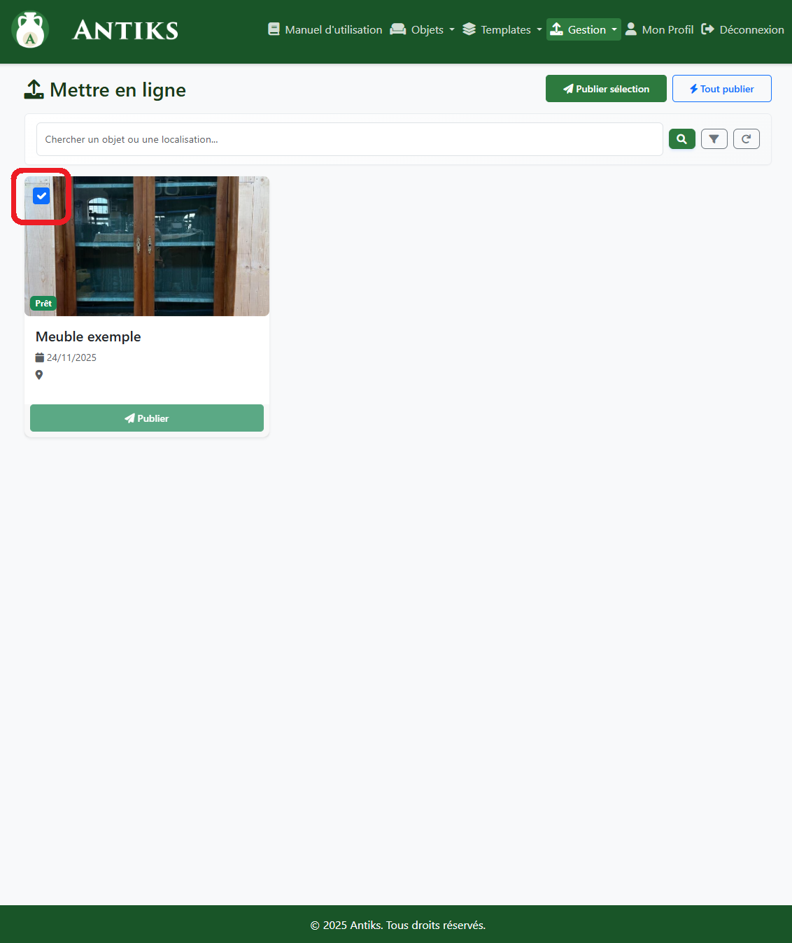 Sélection objets PC