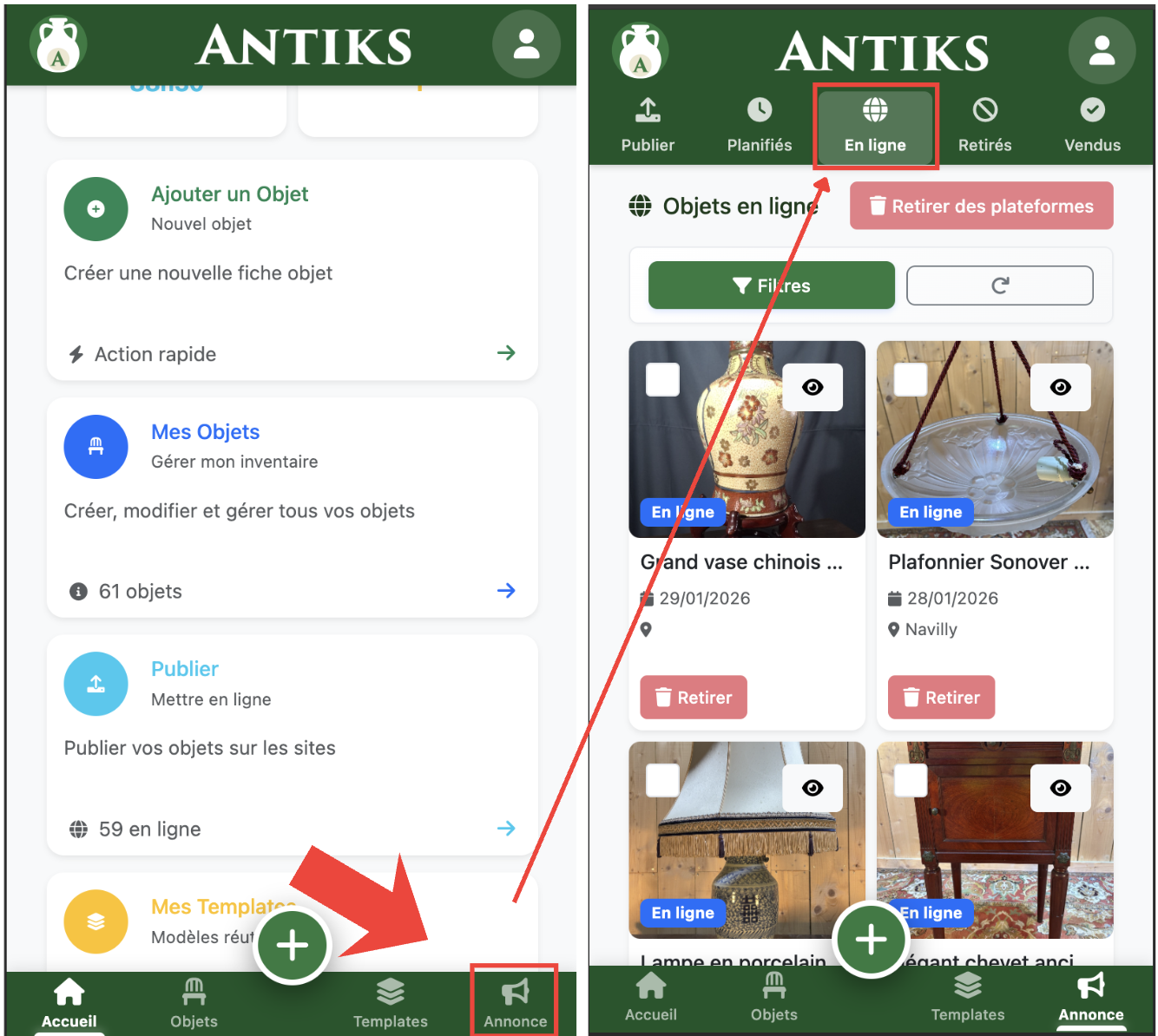 Accéder aux annonces en ligne - Mobile
