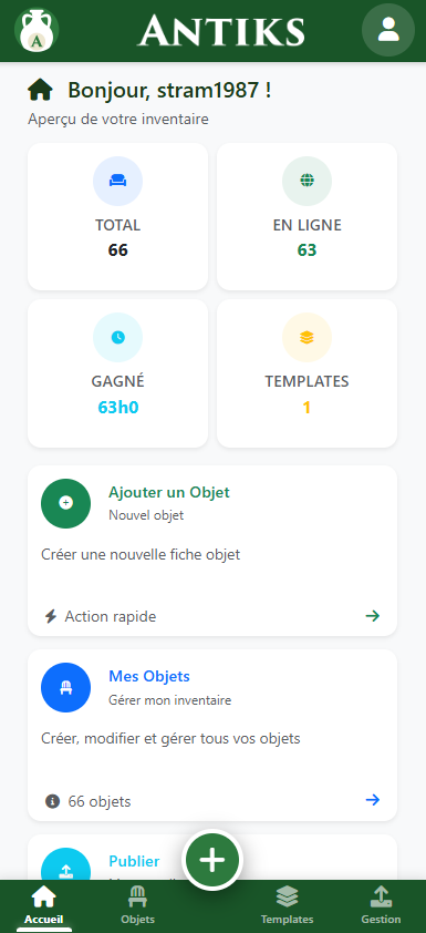 Tableau de bord mobile
