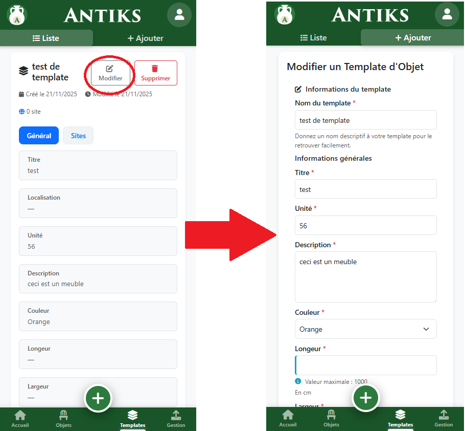 Détail template mobile